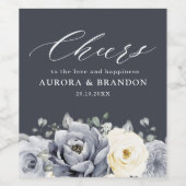Silver Grey Ivory Floral Winter Rustic Wedding Win Wijn Etiket (Enkel label)