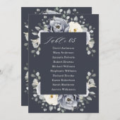 Silver Grey Ivory Floral Winter Seine Chart Invi Kaart (Voorkant / Achterkant)