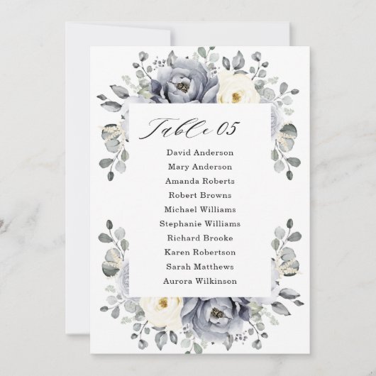 Silver Grey Ivory Floral Winter Seine Chart Kaart (Voorkant)