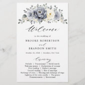 Silver Grey Ivory Floral Winter Wedding Programme (Voorkant)