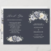 Silver Grey Ivory Floral Winter Wedding Programme (Voorkant / Achterkant)