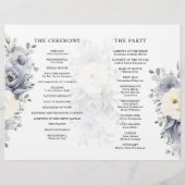 Silver Grey Ivory Floral Winter Wedding Programme (Achterkant)
