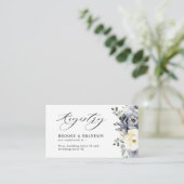 Silver Grey Ivory Floral Winter Wedding Registry Informatiekaartje (Staand voorkant)