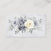 Silver Grey Ivory Floral Winter Wedding Website Informatiekaartje (Achterkant)