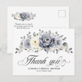 Silver Grey Ivory Winter Vrijgezellenfeest Dank u Briefkaart (Voorkant / Achterkant)