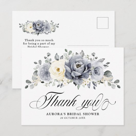 Silver Grey Ivory Winter Vrijgezellenfeest Dank u Briefkaart (Voorkant / Achterkant)