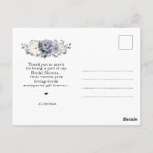 Silver Grey Ivory Winter Vrijgezellenfeest Dank u Briefkaart (Achterkant)