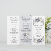 Silver Grey Ivory Winter Wedding Tri-Fold Programm (Staand voorkant)
