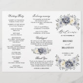 Silver Grey Ivory Winter Wedding Tri-Fold Programm (Voorkant)