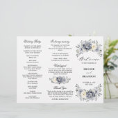 Silver Grey Ivory Winter Wedding Tri-Fold Programm (Staand voorkant)
