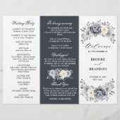 Silver Grey Ivory Winter Wedding Tri-Fold Programm (Voorkant)