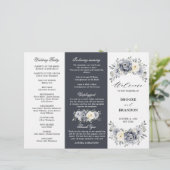 Silver Grey Ivory Winter Wedding Tri-Fold Programm (Staand voorkant)