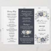 Silver Grey Ivory Winter Wedding Tri-Fold Programm (Voorkant / Achterkant)