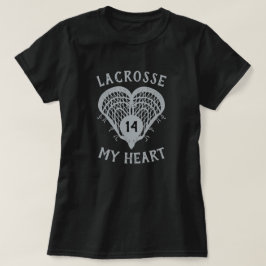 Silver Grey Lacrosse My Heart T-Shirt