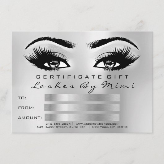 Silver Grey Lashes Makeup Artist Certificate Gift (Voorkant)