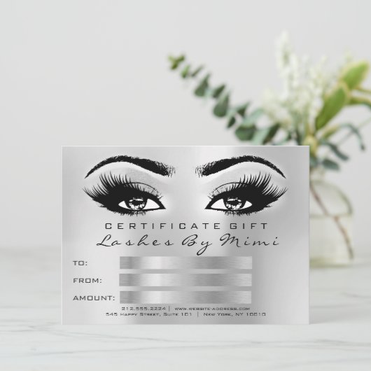 Silver Grey Lashes Makeup Artist Certificate Gift (Staand voorkant)
