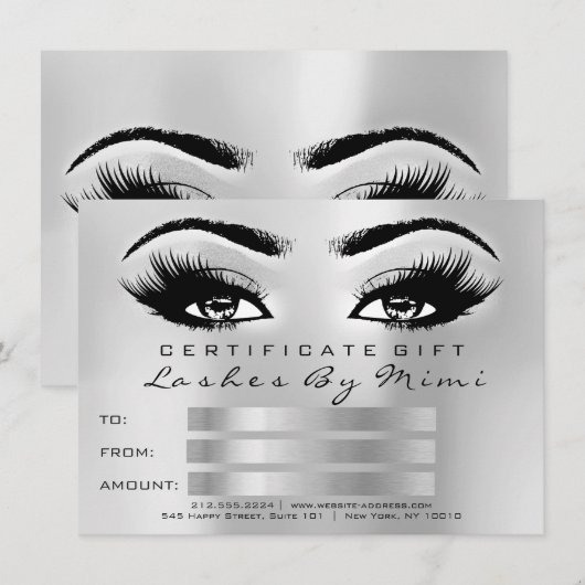 Silver Grey Lashes Makeup Artist Certificate Gift (Voorkant / Achterkant)