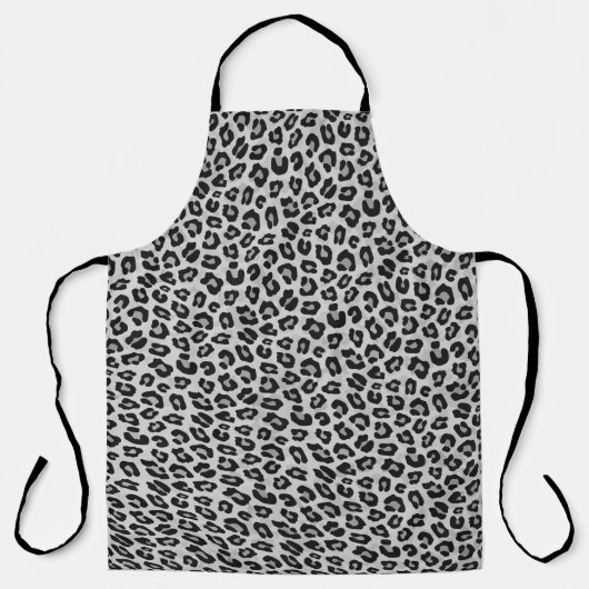 Silver Grey Leopard Animal Print Kitchen Schort (Voorkant)