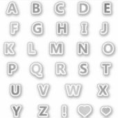 Silver Grey Letters Monogram Sticker Pack Alphabet (Voorkant)