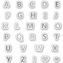 Silver Grey Letters Monogram Sticker Pack Alphabet