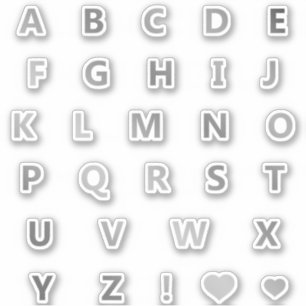 Silver Grey Letters Monogram Sticker Pack Alphabet