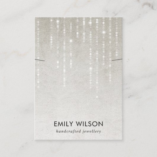 SILVER GREY LIGHT STRINGS KETTING BAND DISPLAY VISITEKAARTJE (Voorkant)