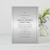 Silver Grey Logo Business Company Dinner Party Kaart (Staand voorkant)