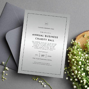 Silver Grey Logo Business Company Dinner Party Kaart