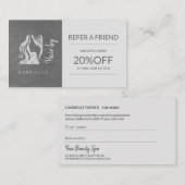 Silver Grey Logo Hairstyle Verwijs een vriend Sjab Aanbevelingskaartje (Voorkant / Achterkant)