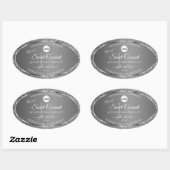 Silver Grey Logo Initialen Glitter Productlabels Ovale Sticker (Vel)
