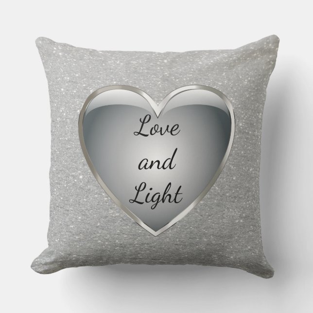 Silver Grey 'Love and Light' citeert 'bling Kussen (Voorkant)
