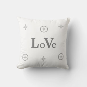 Silver Grey Love Text en Stars on White Throw Pil Kussen