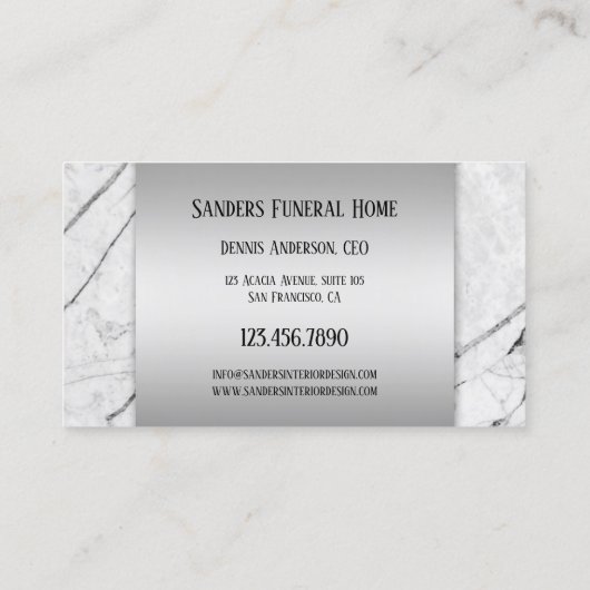 Silver Grey Marble Chic Visitekaartje (Achterkant)