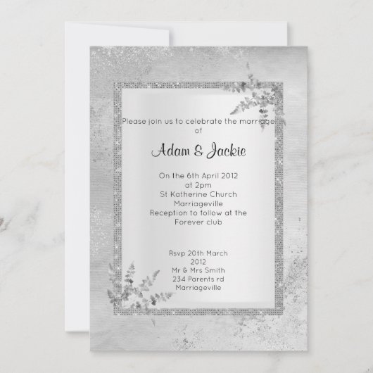 Silver Grey Marble ELEGANT CLASSY WEDDING Kaart (Voorkant)