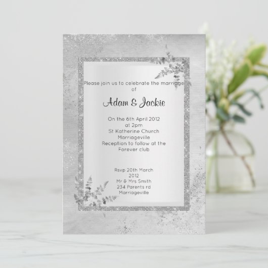 Silver Grey Marble ELEGANT CLASSY WEDDING Kaart (Staand voorkant)