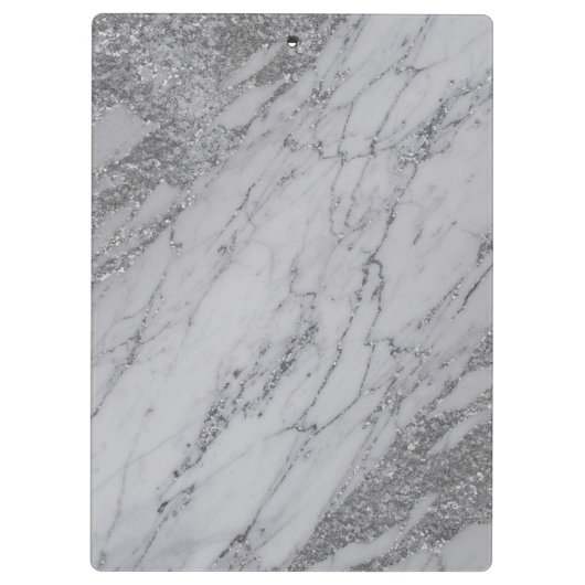 Silver Grey Marble Moderne Mode Gepersonaliseerd Klembord (Achterkant)
