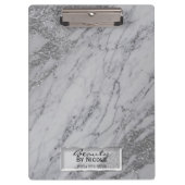 Silver Grey Marble Moderne Mode Gepersonaliseerd Klembord (Voorkant)