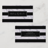 Silver Grey Marble Stripes Chic Modern Glam Visitekaartje (Voorkant / Achterkant)