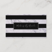 Silver Grey Marble Stripes Chic Modern Glam Visitekaartje (Voorkant)