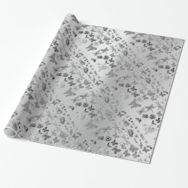 Silver Grey Meadow Butterfly snijdt Pareltjes Diam Cadeaupapier