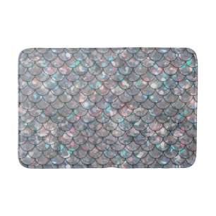 Silver Grey Mermaid Fish Scales Holografisch Badmat