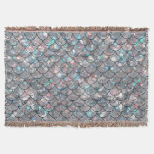 Silver Grey Mermaid Fish Scales Holografisch Deken