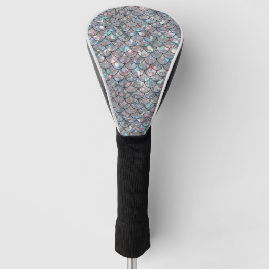 Silver Grey Mermaid Fish Scales Holografisch Golfheadcover (Voorkant)