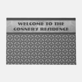 Silver Grey Metal Flowers met Pareltjes Patroon Deurmat