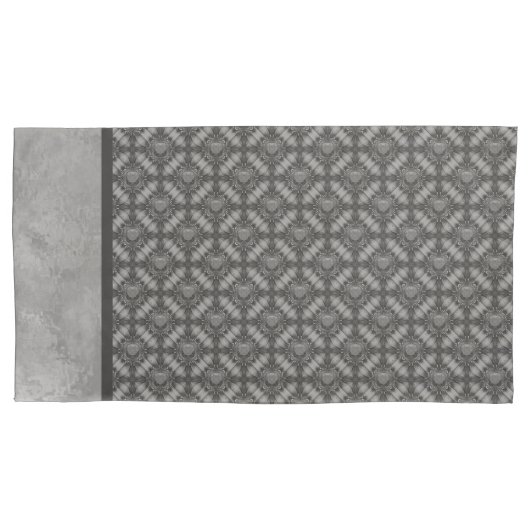 Silver Grey Metal Flowers met Pareltjes Patroon Kussensloop (Voorkant-Links)