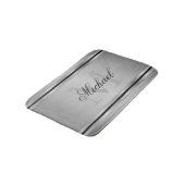 Silver Grey Metalic Pattern Monogram Badmat (Gekanteld)