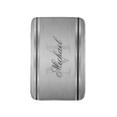 Silver Grey Metalic Pattern Monogram Badmat (Voorkant Verticaal)