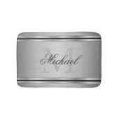 Silver Grey Metalic Pattern Monogram Badmat (Voorkant)