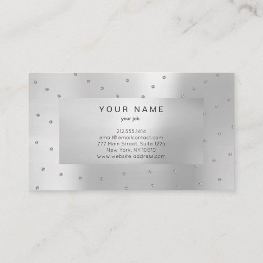 Silver Grey Metallic Abstracte Crystals Swarovski Visitekaartje (Achterkant)