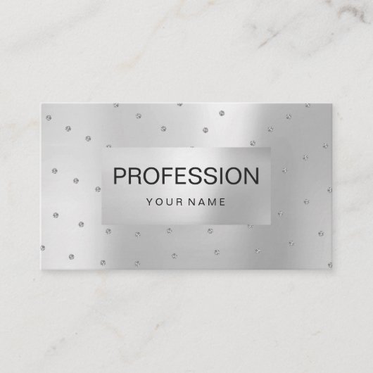 Silver Grey Metallic Abstracte Crystals Swarovski Visitekaartje (Voorkant)